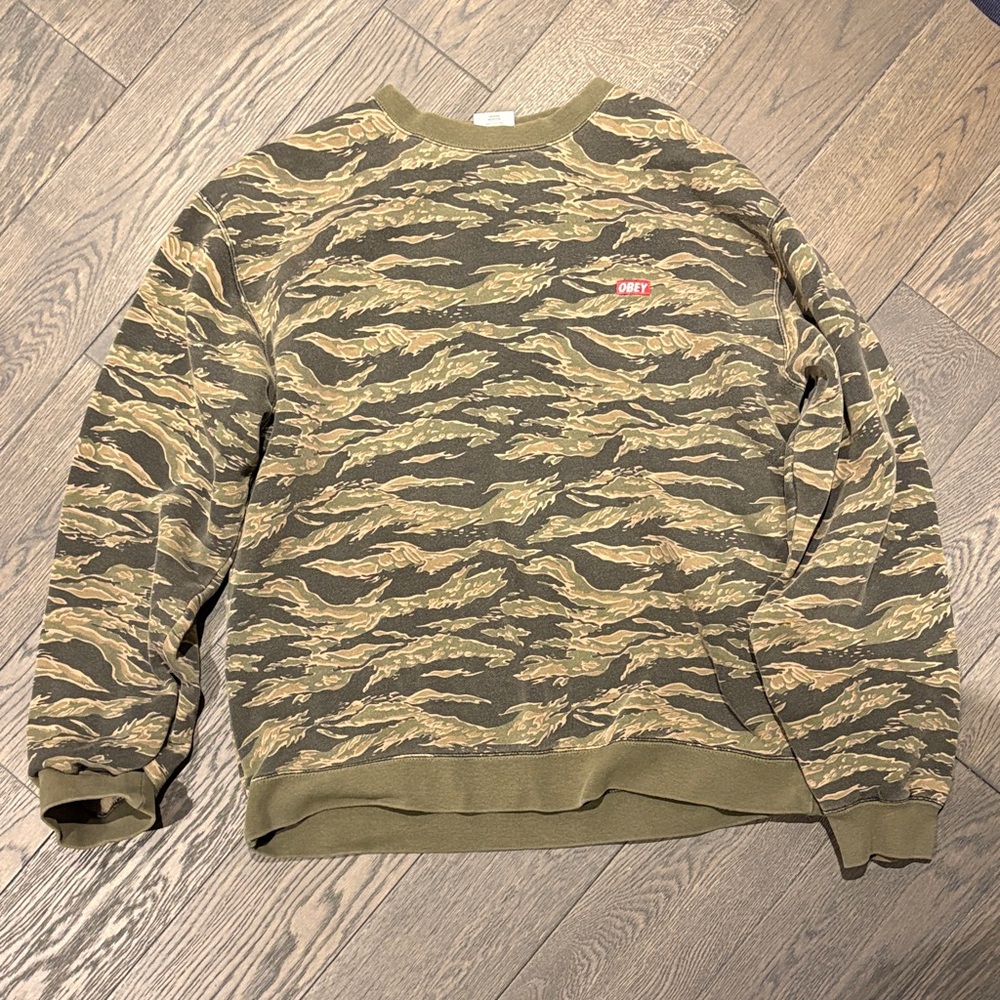 Obey Men's Camo Crewneck Sweater